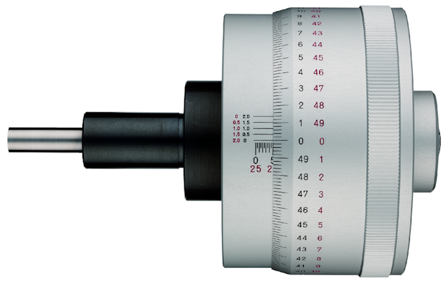 Image of micrometer head non-rotating spindle 0-25mm, thimble 85,5mm,0,0005mm .