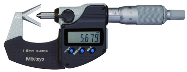 Image of digital 3 flute v-anvil micrometer 0,4-1" .