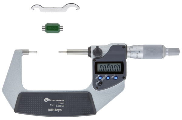 Image of digital spline micrometer ip65 inch/metric, 1-2", 3mm measuring face .