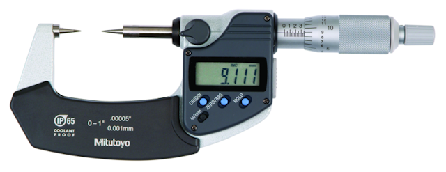 Image of digital point micrometer ip65 inch/metric, 0-1", 15¬∞ tip .