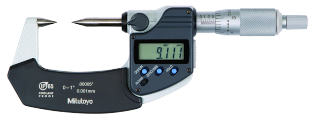 Image of digital point micrometer ip65 inch/metric, 0-1", 30¬∞ tip .