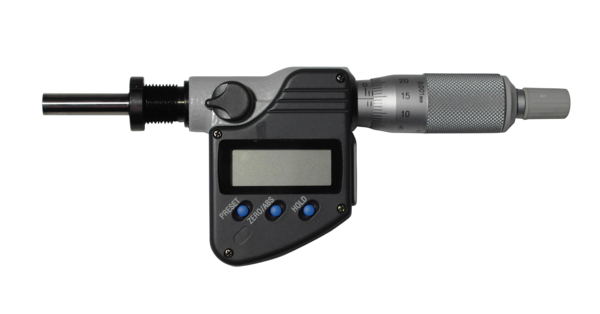 Image of digital micrometer head, ip65 0-25mm, flat spindle, cla. nut, m12 stem .