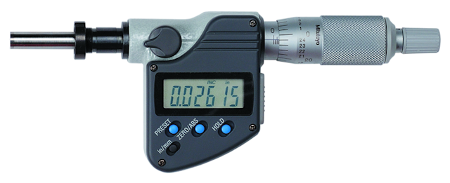 Image of digital micrometer head 0-1", flat spi., cla. nut,0,375" stem .