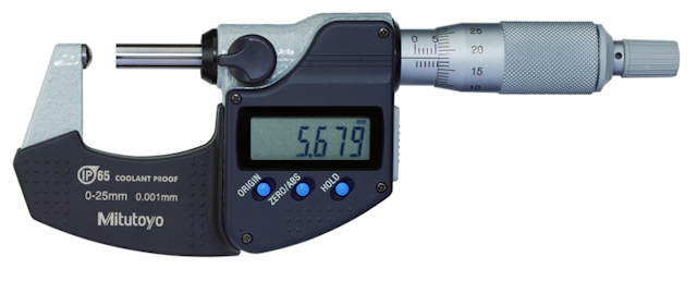 Image of digital tube micrometer, spherical anvil inch/metric, 0-1", ip65 .