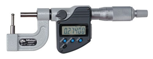 Image of digital tube micrometer, ip65, inch/met. spherical anvil flat spindle, 0-1" .