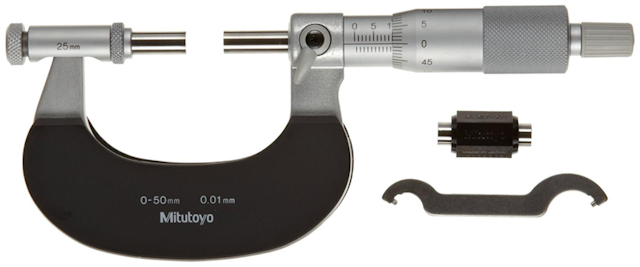 Image of outside micrometer interchangeable anvil 0-50mm, with heat insulating plate .